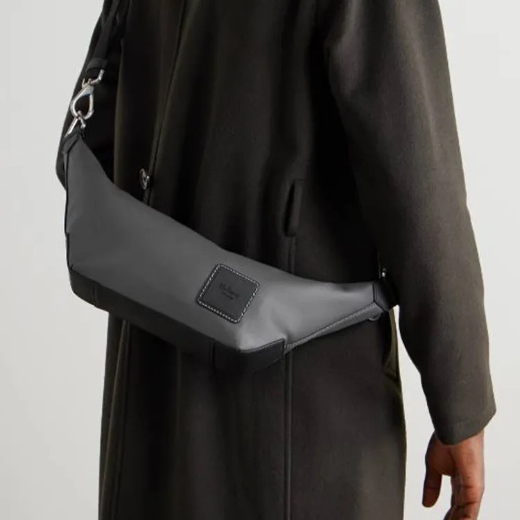 Mulberry Coated Canvas Messenger Bag, Shoulder Bag, Crossbody Bag Men's Gray-4