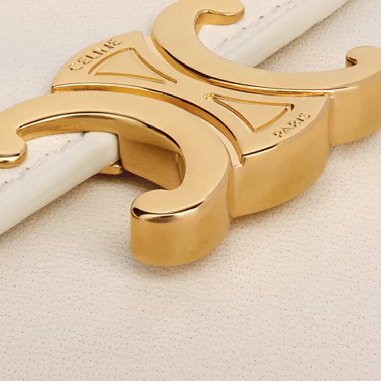 CELINE Triumph Gate Triomphe Shiny Smooth Lambskin Card Holder Wallet Small Size Women's Ivory White-4