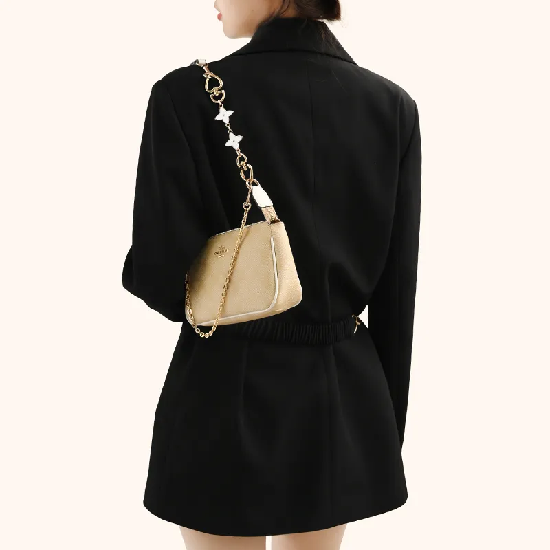 Lan Bao Fan Metal Alloy Bag Strap Women's Gold Tone/Silver-3