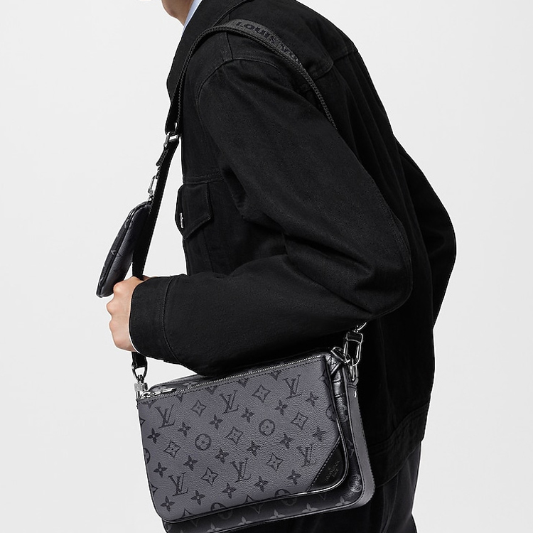 【LOUIS VUITTON】Monogram Trio Messenger Bag Black Grey Louis Vuitton Monogram Trio Messenger Bag Black Grey | M69443
