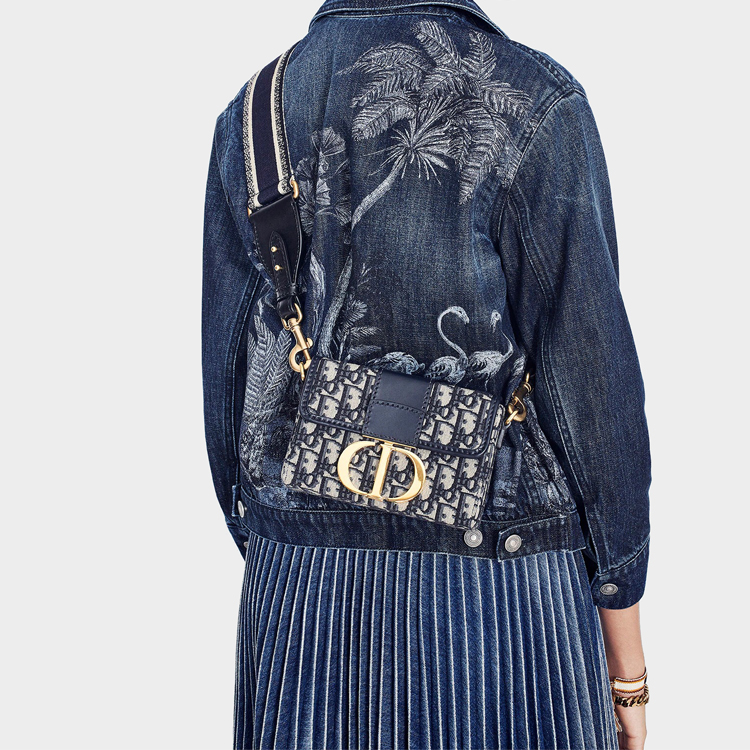 Dior ネイビー ロゴポーチ 数字1 Christian Dior novelty denim logo zippy pouch clutch bag