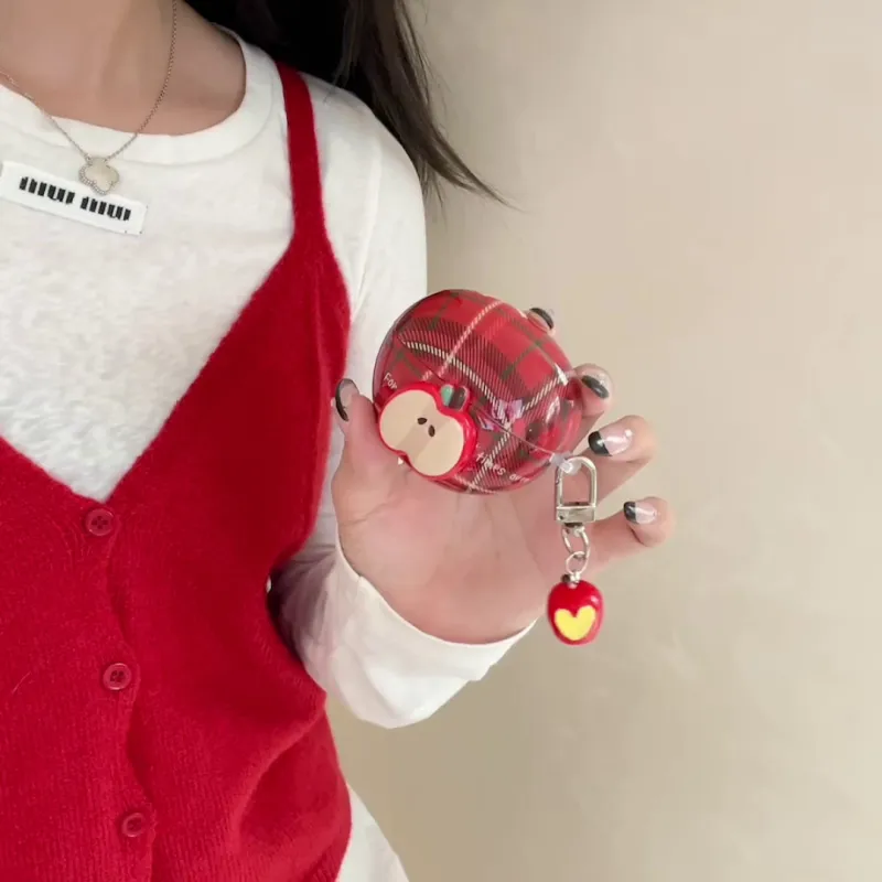 Kona Chun Compatibility  FreeBuds 5/6i/SE2 TPU 3D Effect Red Apple Plaid Fully Enclosed Headphone Cases-2