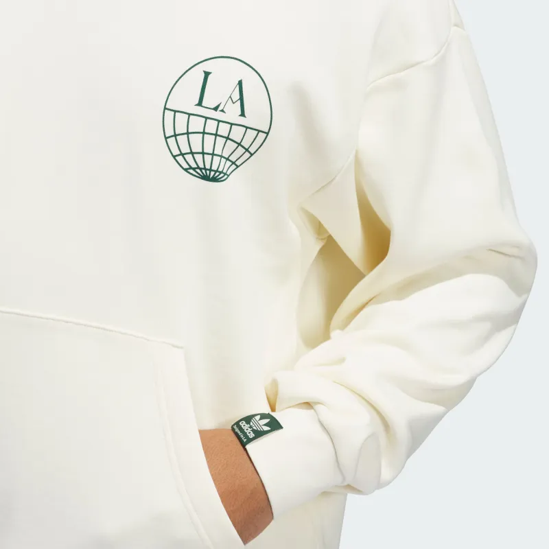 Adidas Originals LA TO THE WORLD GRAPHIC HOODIE Sweatshirt Unisex Ivory/Forest Green-2