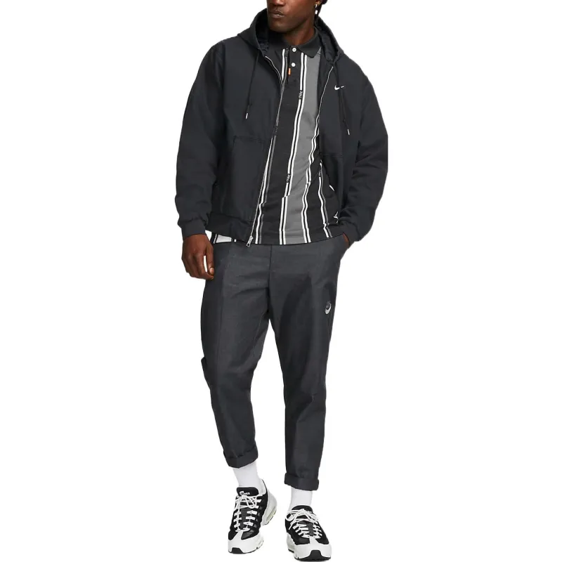 Nike Logo Print Zip-Up Hooded Jacket Black-2