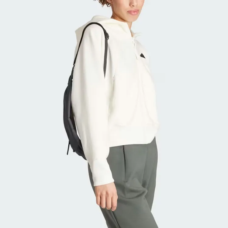 Adidas Z.N.E. Z.N.E. Full-Zip Hoodie Sweatshirt Women's Ecru-3
