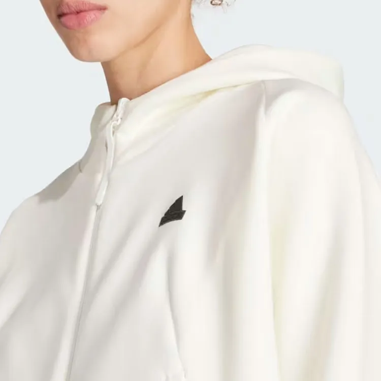 Adidas Z.N.E. Z.N.E. Full-Zip Hoodie Sweatshirt Women's Ecru-4
