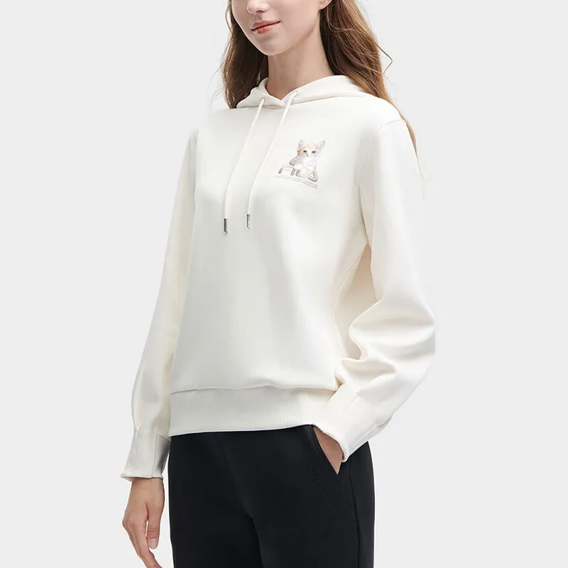FILA Sweatshirts Women's Light Beige White-3