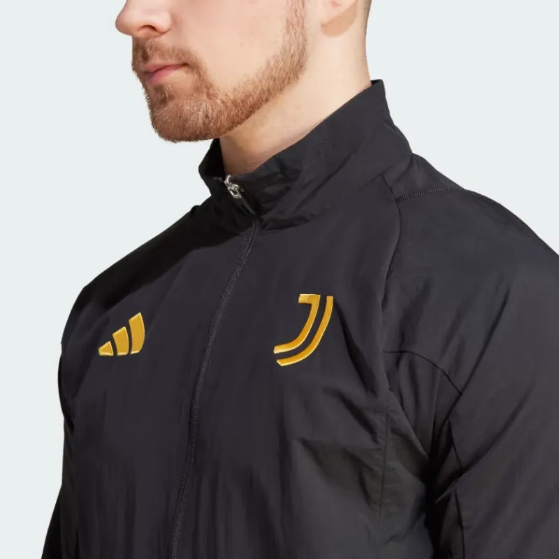 Adidas Juventus Retro Sports Stand Collar Jackets Men's Black-4