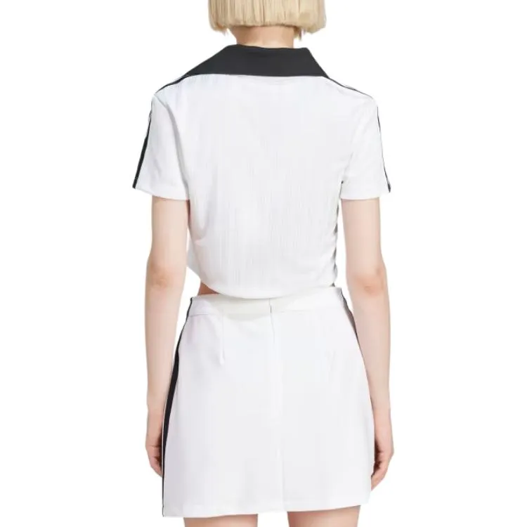 Adidas Originals Adicolor Football Jacquard V Neck Crop Polo Shirt-2