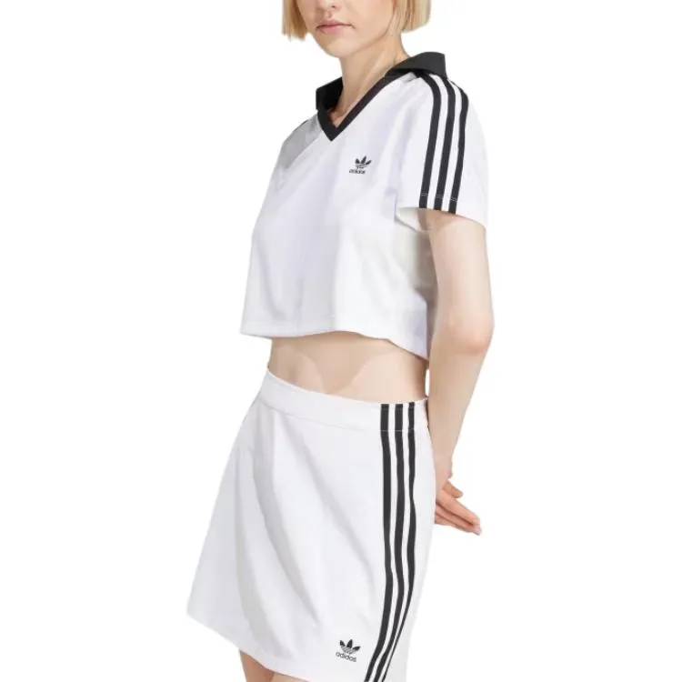 Adidas Originals Adicolor Football Jacquard V Neck Crop Polo Shirt-1