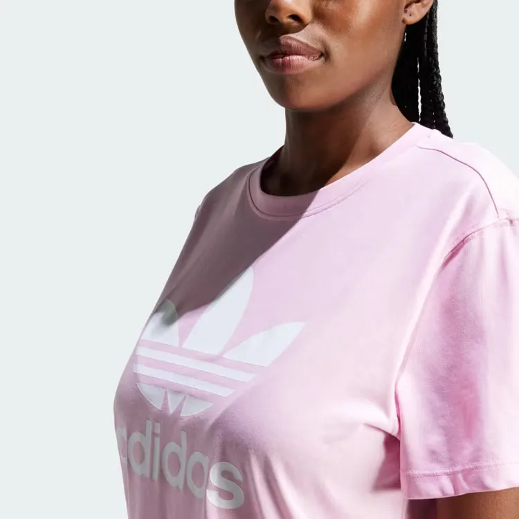 Adidas Originals Drop Shoulder Sleeve T Shirt Women's Pink-4