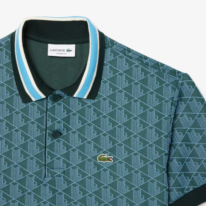 LACOSTE Monogram Pattern Polo Shirt-3