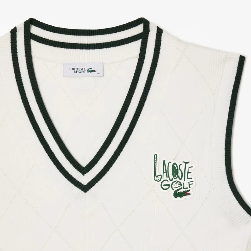 LACOSTE Tank Tops Women's White Green-2