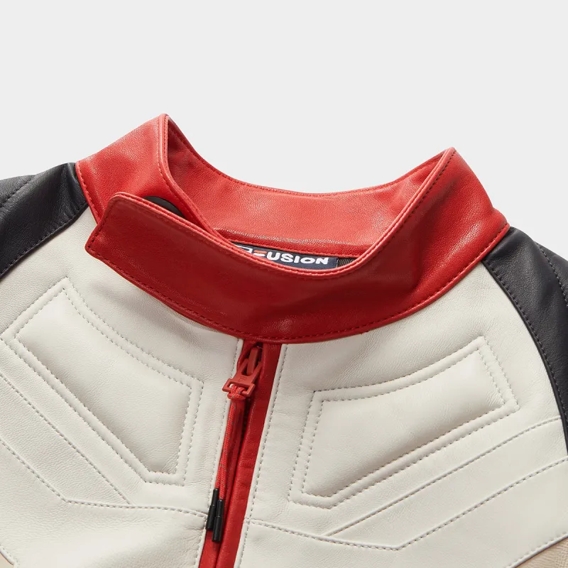 FILA FUSION x DUCATI GEXTREME RED Leather Jacket Unisex Red-2