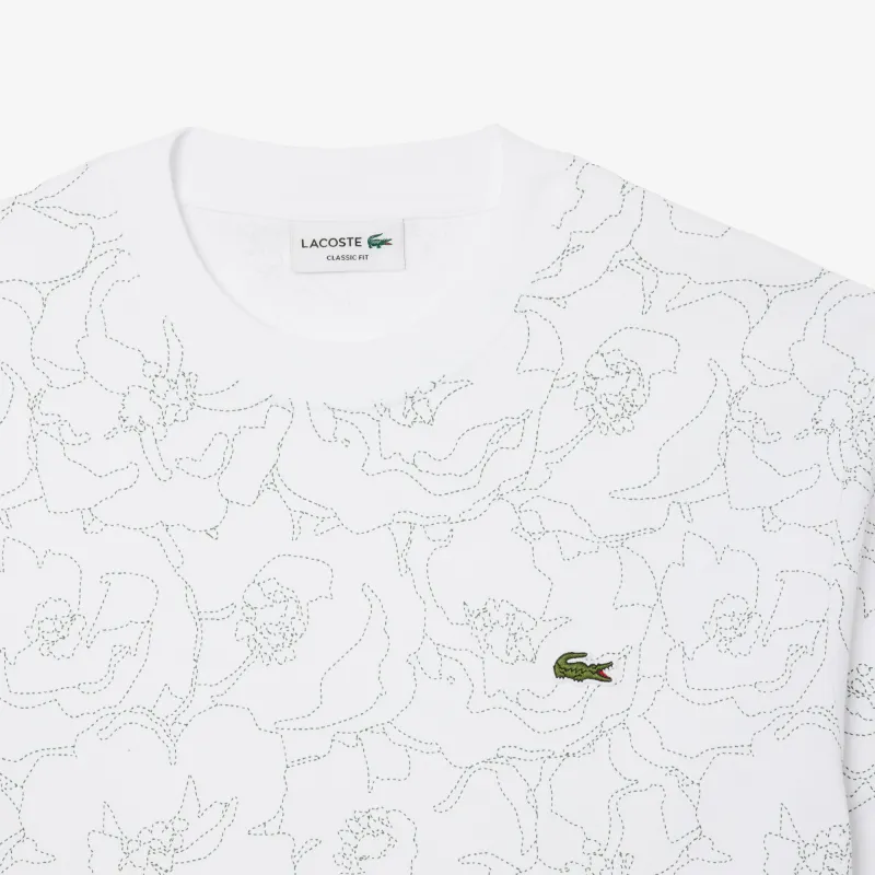 LACOSTE Floral print Cotton T shirt-3