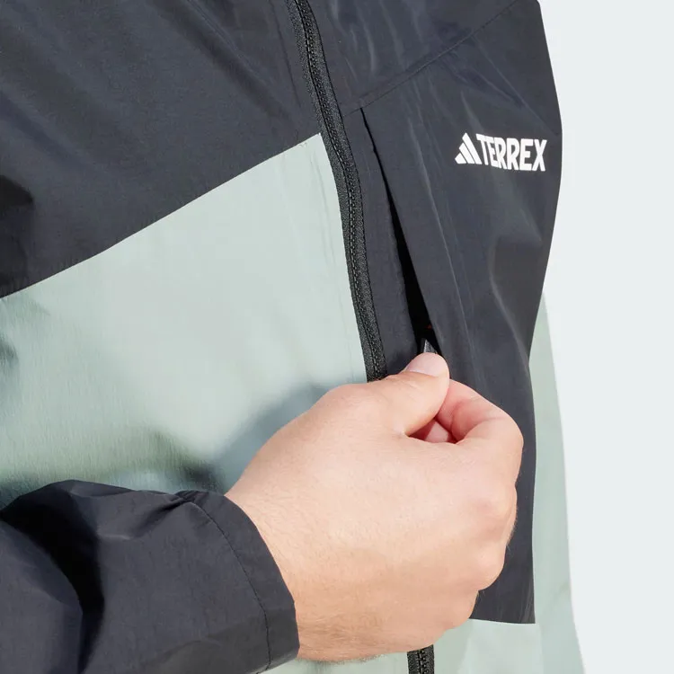 Adidas Water-Resistant And Rainproof Windbreaker Jacket Men's Dusty Green-5
