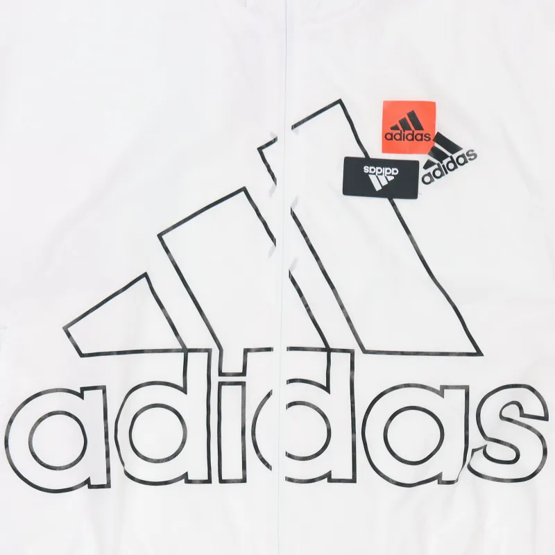 adidas Women'ss Logo Print Zip-Up Stand Collar Jacket White-4