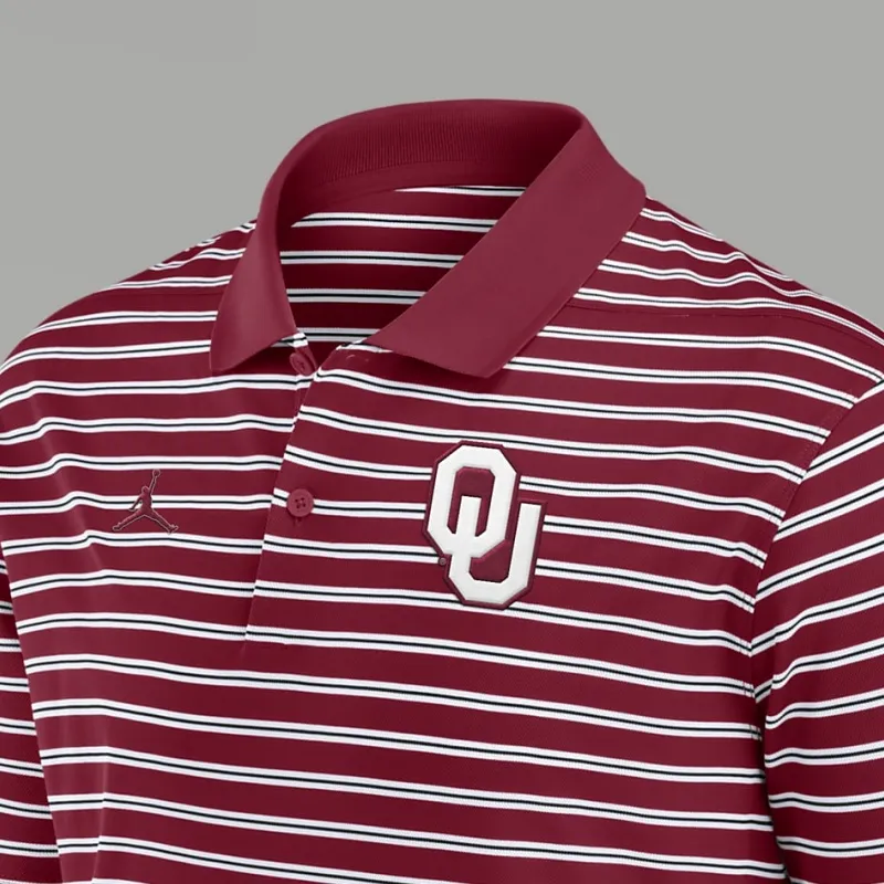 JORDAN Oklahoma Sooners Primetime Victory Striped Men's JORDAN Dri FIT College Polo-2