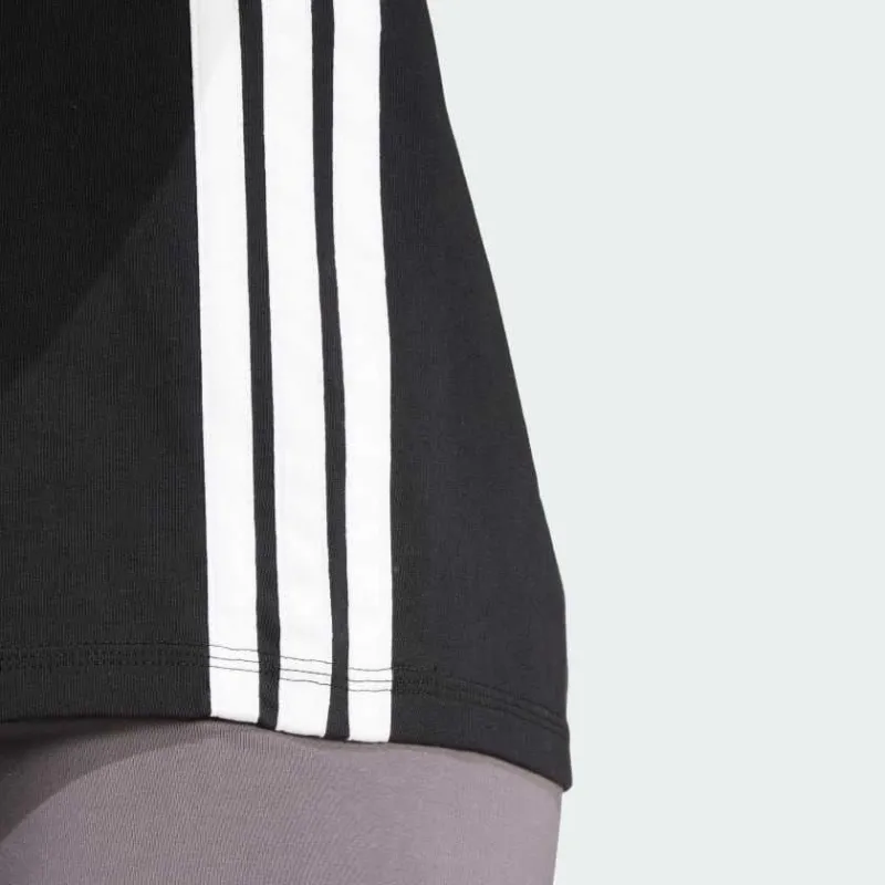 Adidas Women's Essentials 3 Stripes Cotton T Shirt Black/White-5