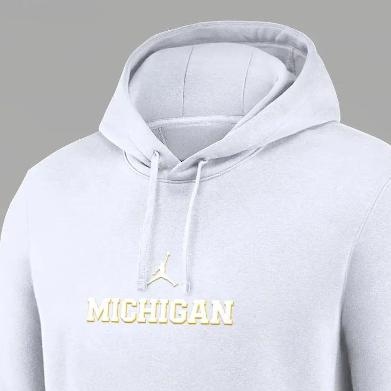 Jordan Michigan Wolverines Statement Wordmark Lockup Heavyweight Men's Nike College Pullover Hoodie-2