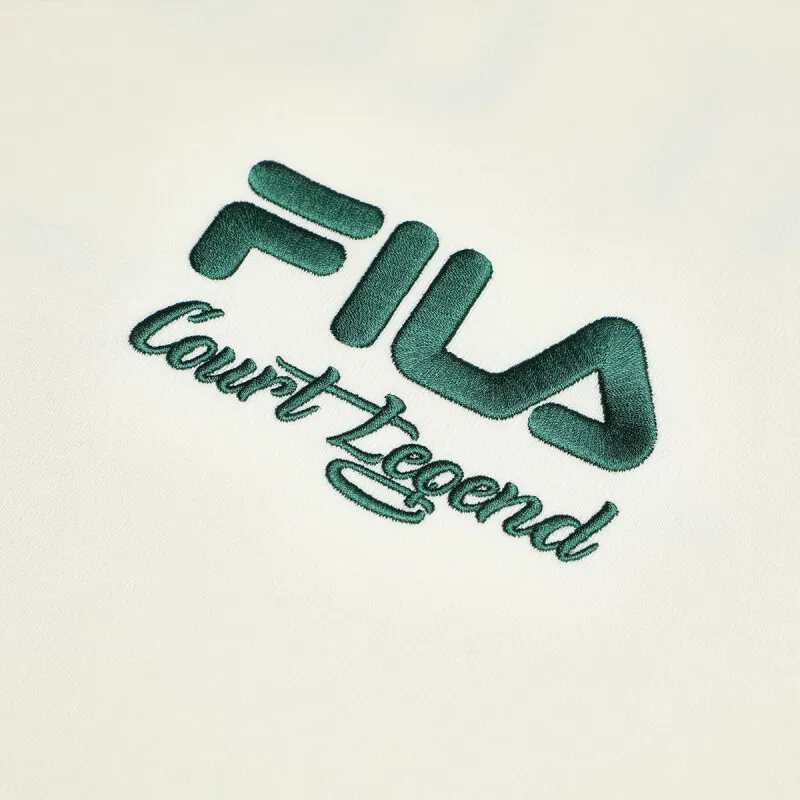 FILA Casual Sportswear Men Clothing Set Sweet Cream Top+Pitch Black Shorts-3