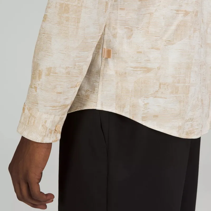 Lululemon New Venture No Stink Zinc™ Fabric Shirt Men's Shutter Patchwork Antique White-4