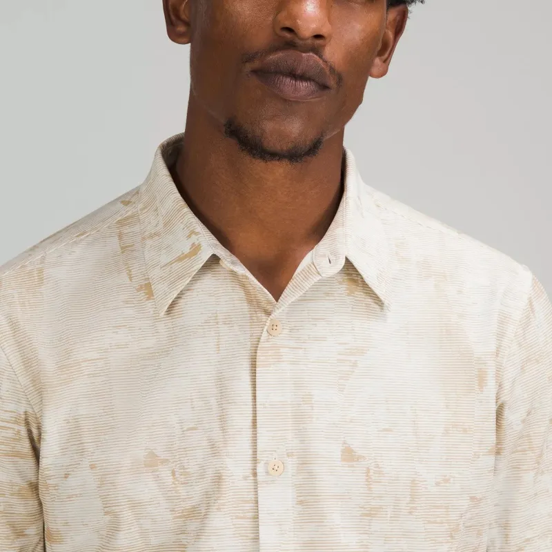 Lululemon New Venture No Stink Zinc™ Fabric Shirt Men's Shutter Patchwork Antique White-3