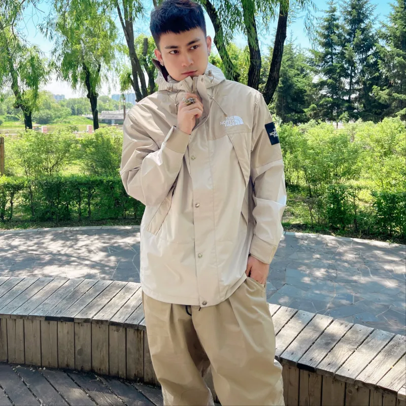 THE NORTH FACE Water Resistant Windproof Breathable Warm Windbreaker Jacket Unisex Beige-4