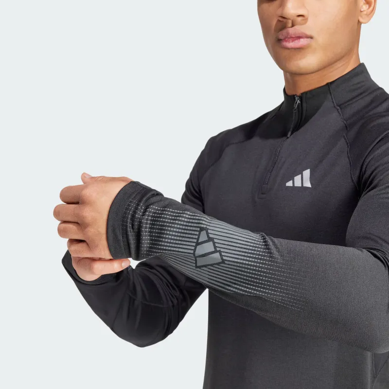 Adidas Gym+AEROREADY BRANDLOVE 1/4 ZIP SHIRT T Shirt Men Black-2