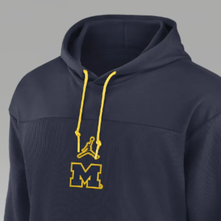 JORDAN Michigan Wolverines Sideline Jersey Men's JORDAN Dri FIT College Pullover Hoodie-3