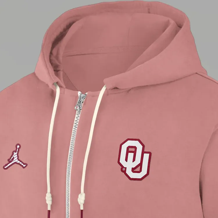 JORDAN Oklahoma Sooners Sideline Player Men's JORDAN Dri FIT College Full Zip Hoodie-2