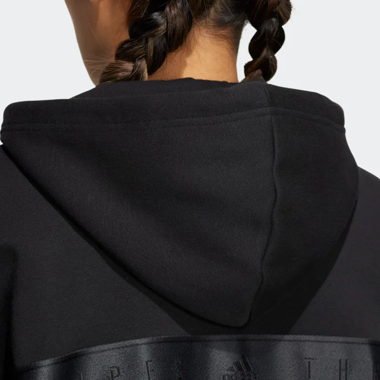 adidas Wording Oversized Fit Fleece Full-Zip Hoodie Black-4