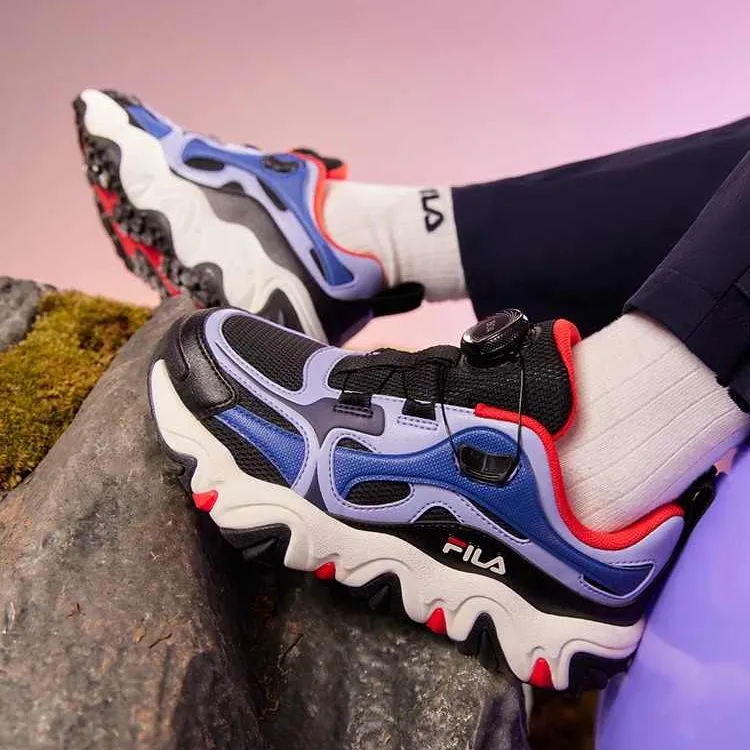 FILA KIDS Tiger Paw Abrasion Resistant Low Top Kids' Running Shoes Black Blue Teenagers-6