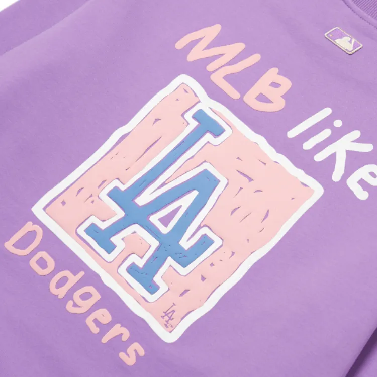 MLB Los Angeles Dodgers Sweatshirt Unisex Light Purple-4