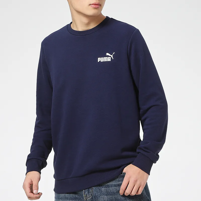 Puma Men Casual Sport Knit Crew Neck Pullover Sweatshirt Navy Blue-4