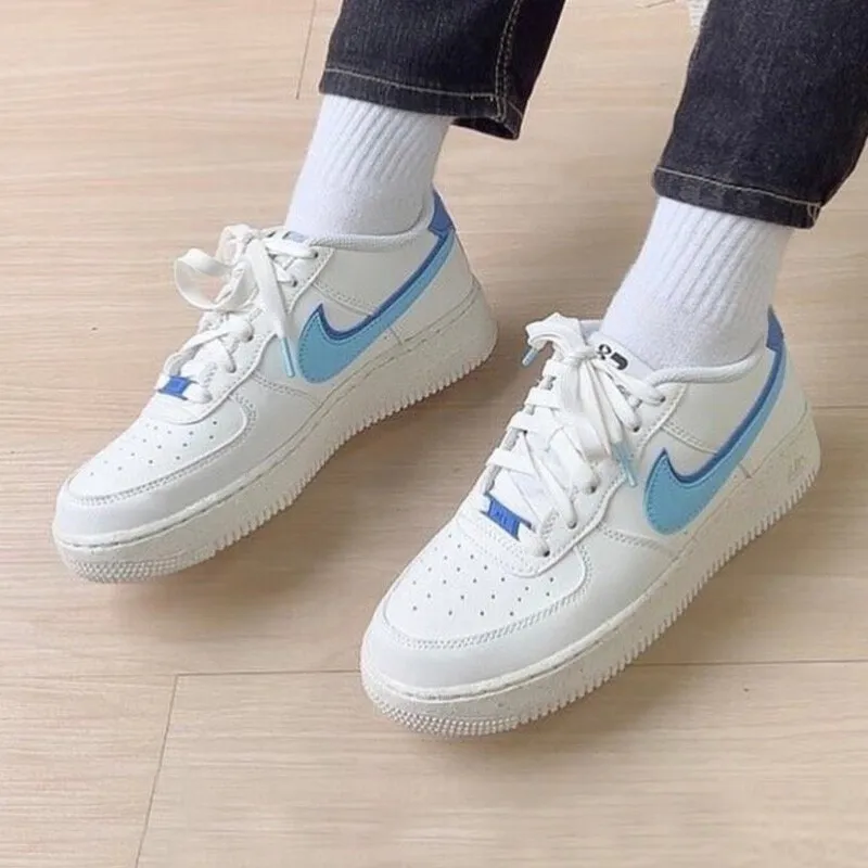 Nike Air Force 1 Low 82 Double Swoosh White Medium Blue GS-1