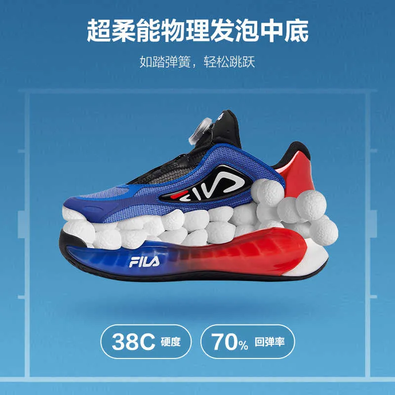 FILA KIDS Low Top Children's Basketball Shoes Blue Black Unisex-1