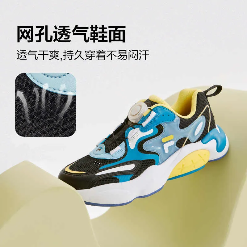 FILA KIDS Low Top Kids' Running Shoes Black Blue Teenagers-1