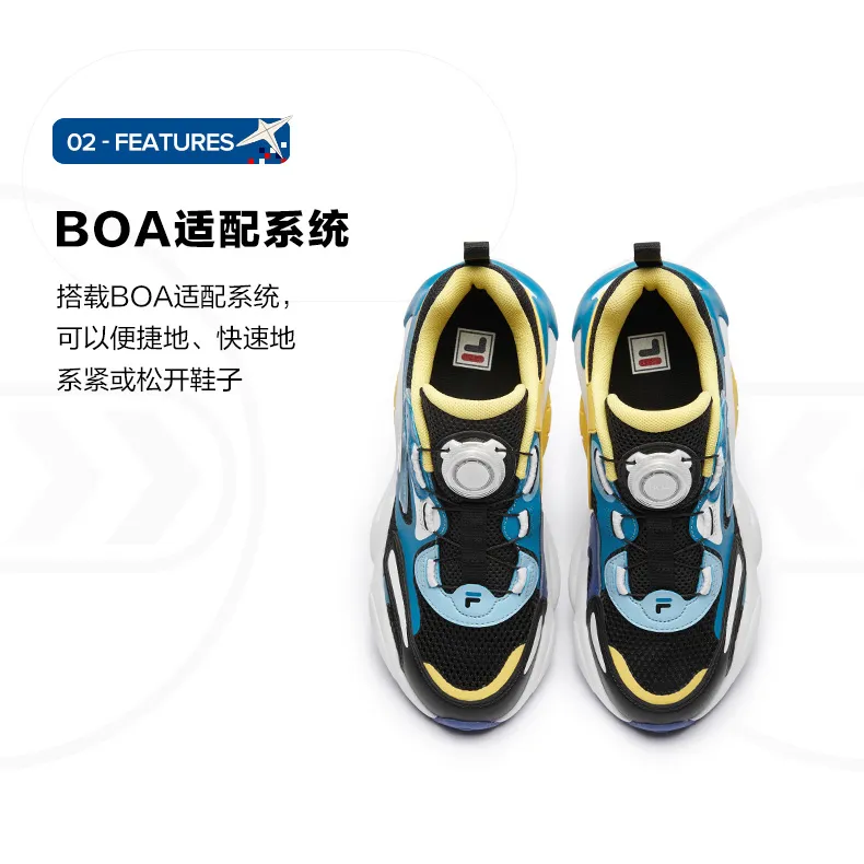 FILA KIDS Low Top Kids' Running Shoes Black Blue Teenagers-4