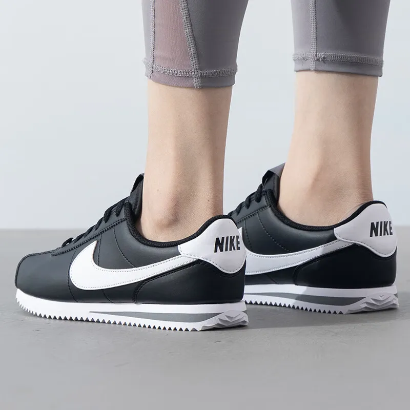 Nike Cortez Slip Resistant Low Top Kids Lifestyle Shoes Black White Unisex-2