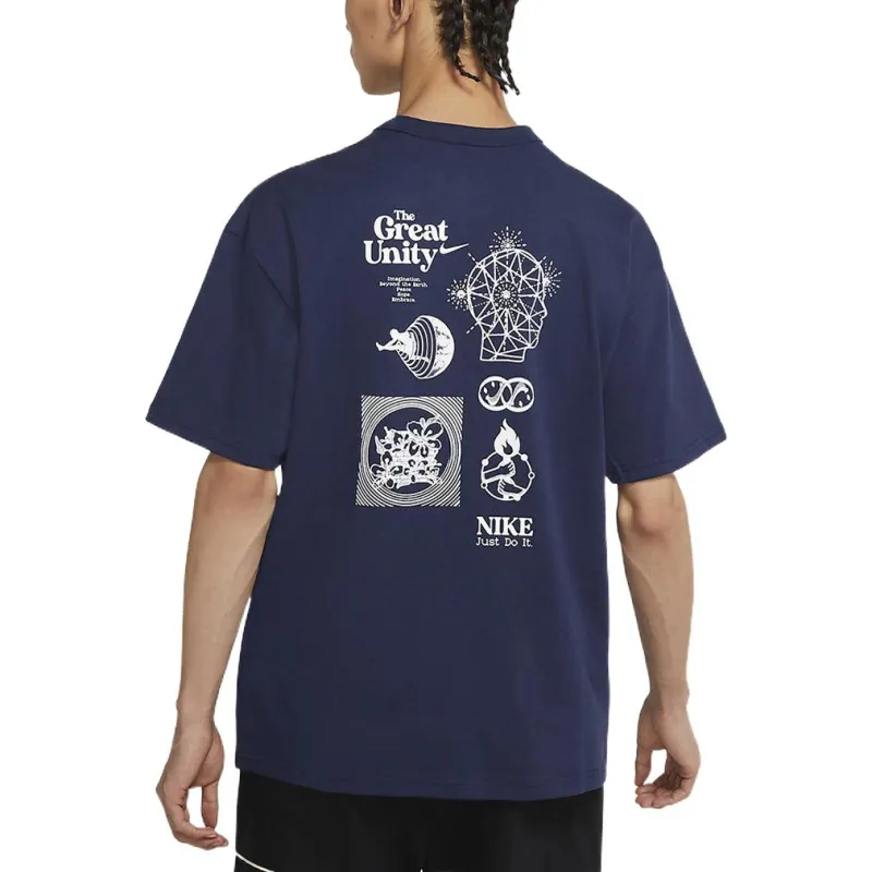 Nike T Shirts Men Navy Blue-4