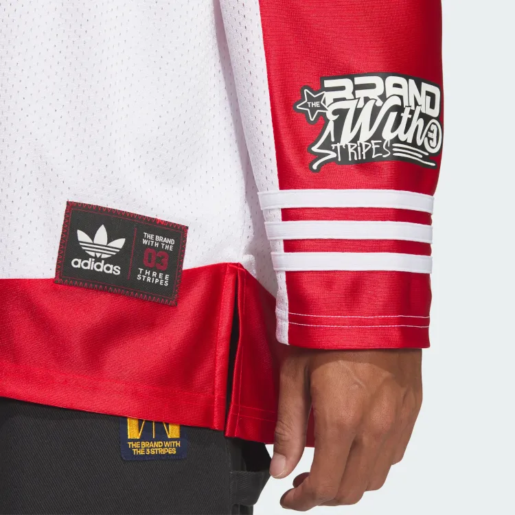 Adidas Originals BBRTR LS JERSEY T Shirt Unisex White/Light Scarlet-2