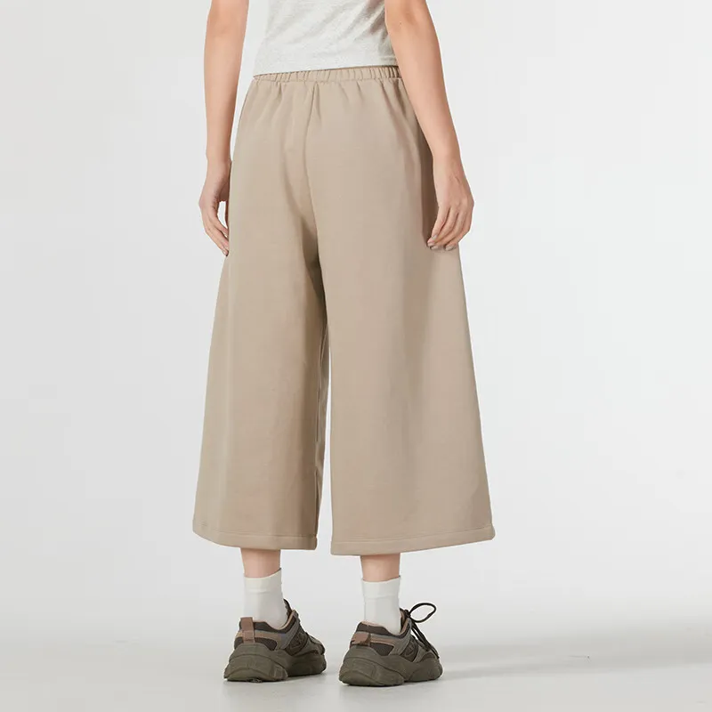 Under Armour Rival Fleece Crop Wide Leg Knitted Sports Pants Women's Ecru-2