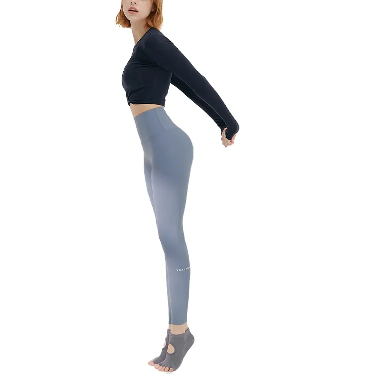 XEXYMIX Yoga Pants Women's Light Gray Blue-3