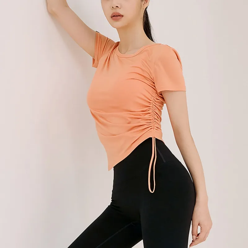 XEXYMIX T Shirt Women's Light Orange Yellow-4