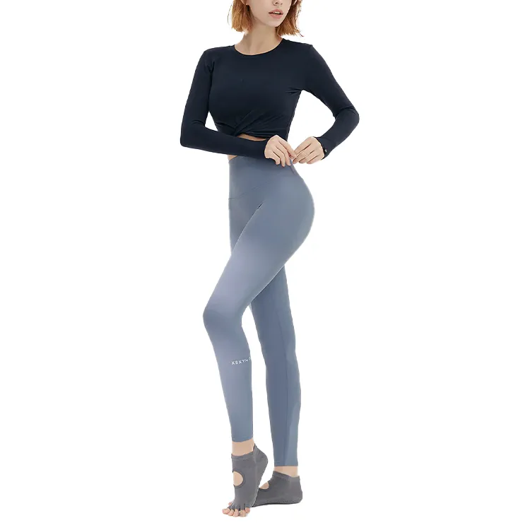 XEXYMIX Yoga Pants Women's Light Gray Blue-4