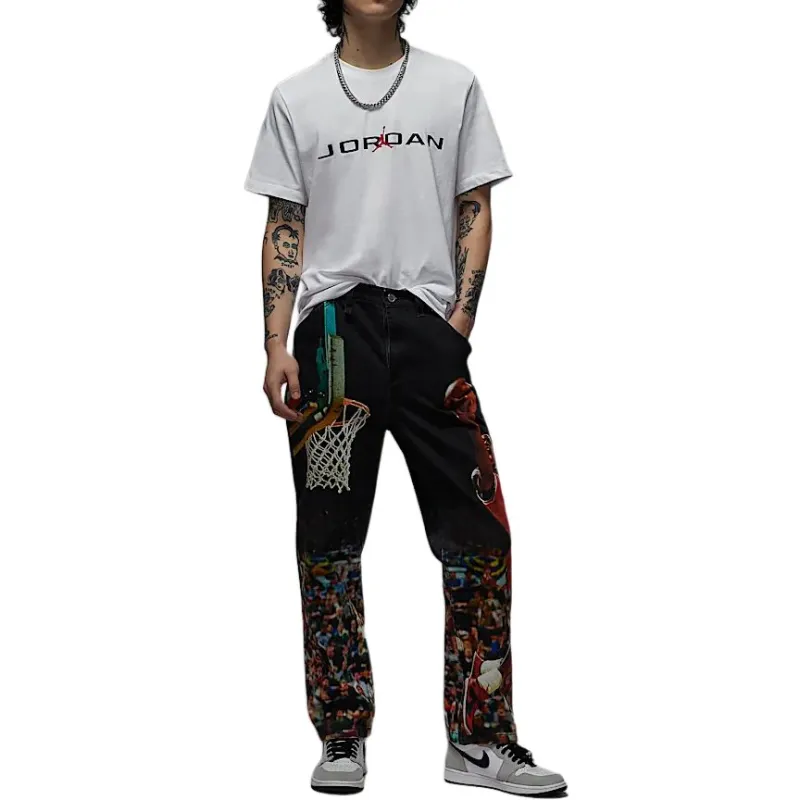 Jordan Air T Shirt Men's White/Black/Gym Red-1