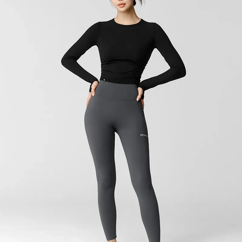 XEXYMIX Yoga T Shirt Women's Black-2
