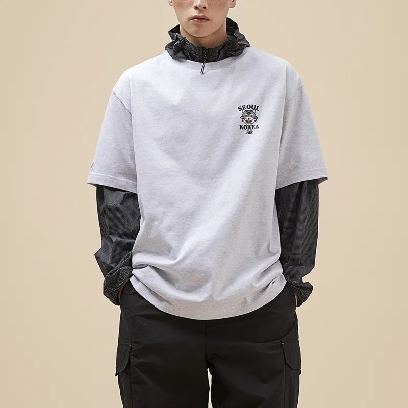 New Balance SEMI OVER FIT SEOUL T Shirt Unisex Light Gray-2