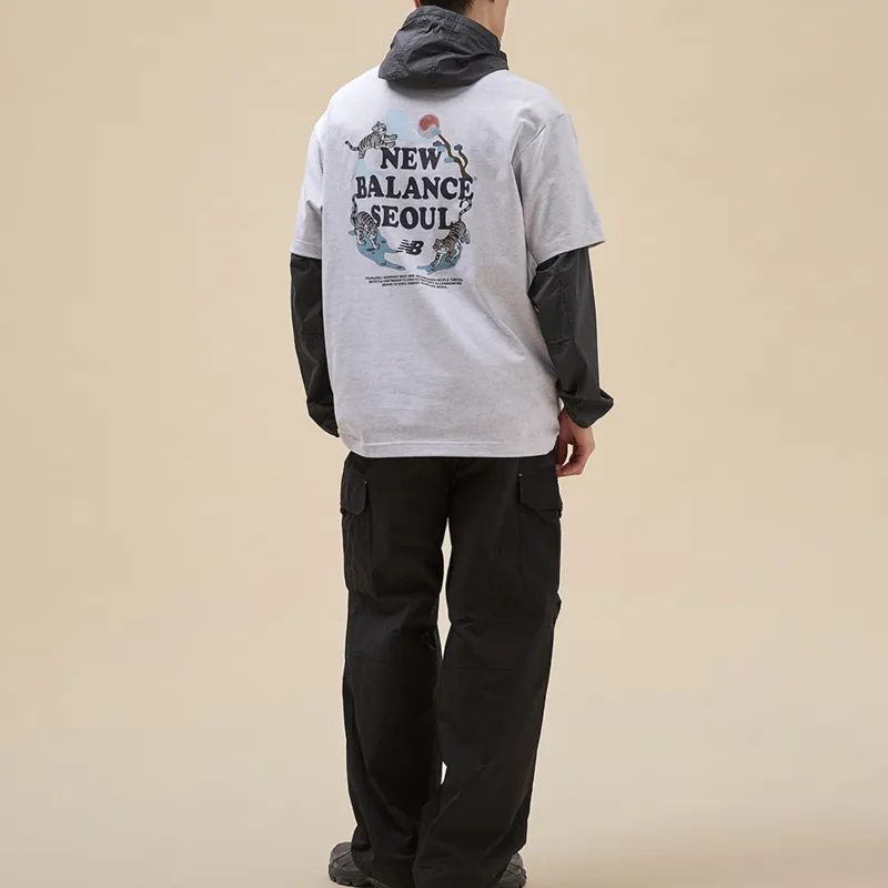 New Balance SEMI OVER FIT SEOUL T Shirt Unisex Light Gray-4